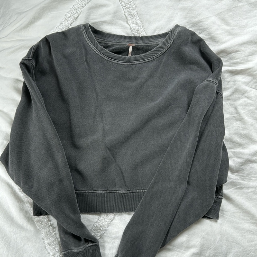 Free People cropped grey sweatshirt